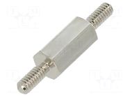 Screwed spacer sleeve; 8mm; Ext.thread: M2; hexagonal; brass DREMEC