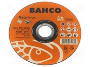 Cutting wheel; Ø: 125mm; Øhole: 22.23mm; Disc thick: 1mm; Class: 4* BAHCO