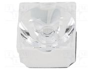 LED lens; square; plexiglass PMMA; transparent; Colour: white LEDIL