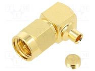 Connector: SMA; plug; male; angled 90°; 50Ω; soldering; for cable AMPHENOL RF