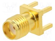 Connector: SMA; plug; female; straight; 50Ω; SMT; for cable; PTFE AMPHENOL RF