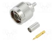 Connector: N; plug; male; straight; 50Ω; crimped; for cable; PTFE AMPHENOL RF