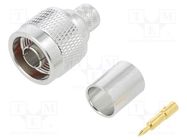 Connector: N; plug; male; straight; 50Ω; crimped; for cable; PTFE AMPHENOL RF