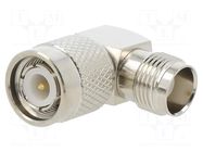 Coupler; angled 90°; 50Ω; gold-plated; POM; TNC male,TNC female AMPHENOL RF