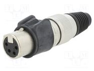 Connector: XLR; plug; female; PIN: 4; straight; for cable; 3.5÷8mm; X NEUTRIK