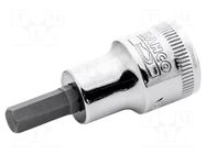 Socket; hex key,socket spanner; HEX 3mm; 3/8"; tool steel BAHCO