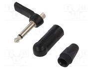 Connector: Jack 6,3mm; plug; male; mono; ways: 2; angled 90°; black NEUTRIK