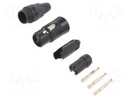 Connector: XLR; plug; female; XX-HA; 1A; PIN: 3; straight; for cable NEUTRIK