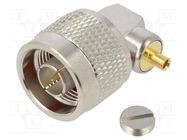 Connector: N; plug; male; angled 90°; 50Ω; soldering; for cable AMPHENOL RF