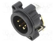 Connector: XLR; socket; male; PIN: 4; angled 90°; THT; black; 6A NEUTRIK