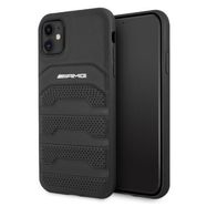 AMG AMHCN61GSEBK iPhone 11 6.1 &quot;black / black hardcase Leather Debossed Lines, Mercedes