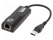 USB to Ethernet adapter; USB 3.0; black; RJ45 socket,USB A plug AKYGA