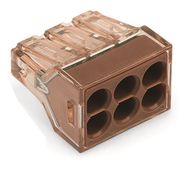 PUSH WIRE® connectors for junction boxes for solid conductors 6x1,5-4mm² brown 32A 400V