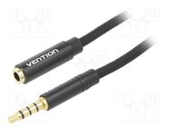 Cable; Jack 3.5mm 4pin socket,Jack 3,5mm 4pin plug; 1m; black VENTION