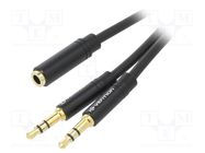 Cable; Jack 3.5mm 3pin plug x2,Jack 3.5mm 4pin socket; 0.3m VENTION