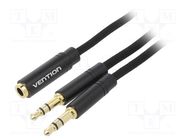 Cable; Jack 3.5mm 3pin plug x2,Jack 3.5mm 4pin socket; 0.6m VENTION