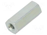 Screwed spacer sleeve; 12mm; Int.thread: M2,5; hexagonal; steel DREMEC