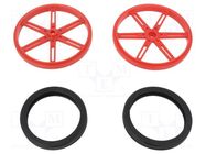 Wheel; red; Shaft: knurled; push-in,screw; Ø: 90mm; Shaft dia: 5.8mm POLOLU