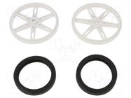 Wheel; white; Shaft: knurled; push-in,screw; Ø: 70mm; W: 8mm; 2pcs. POLOLU