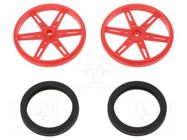 Wheel; red; Shaft: knurled; push-in,screw; Ø: 70mm; Shaft dia: 5.8mm POLOLU