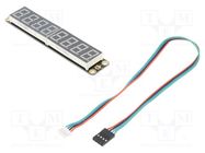 Display: LED; No.char: 8; green; 117x22mm; 5VDC; Interface: I2C DFROBOT