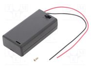 Holder; AA,R6; Batt.no: 2; cables; black; with switch 