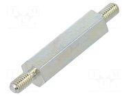 Screwed spacer sleeve; 20mm; Ext.thread: M3; hexagonal; steel DREMEC