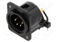 Connector: XLR; socket; male; PIN: 4; angled 90°; THT; black; 6A NEUTRIK