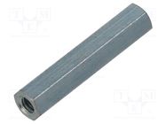 Screwed spacer sleeve; 20mm; Int.thread: M2,5; hexagonal; steel DREMEC