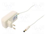 Power supply: switching; mains,plug; 12VDC; 1A; 12W; Plug: EU; white POS