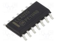 IC: digital; NOR; Ch: 4; IN: 2; CMOS,TTL; SMD; SO14; 2÷3.6VDC; -40÷85°C ONSEMI