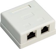 2-port RJ45 Surface Mount Installation Box, CAT 6, STP, white - shielded