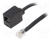 Cable: telephone; RJ12 socket,RJ12 plug; 10m; black Goobay