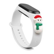 Strap Xmas for Xiaomi Mi Band 3 / 4 Christmas Silicone Strap Bracelet with Snowman - White, Hurtel
