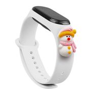 Strap Xmas for Xiaomi Mi Band 3 / 4 Christmas Silicone Strap Bracelet with Snowman - White, Hurtel