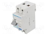 RCBO breaker; Inom: 10A; Ires: 30mA; Max surge current: 250A; IP20 HAGER