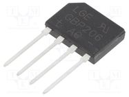 Bridge rectifier: single-phase; Urmax: 600V; If: 2A; Ifsm: 60A; flat 