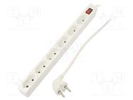 Plug socket strip: supply; Sockets: 6; 250VAC; 15A; white; 1.5m LOGILINK