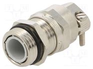 Cable gland; with earthing; PG9; IP68; brass; Body plating: nickel 