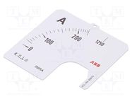 Scale; for analogue ammeter; I AC: 0÷250A; 78°; 72x72mm ABB