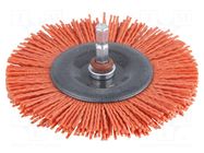Wheel brush; 100mm; hexagonal; 1/4"; wire; Plating: polyamide WOLFCRAFT