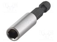 Holders for screwdriver bits; Socket: 1/4"; Overall len: 50mm WOLFCRAFT