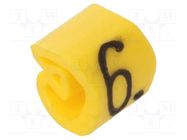 Markers; Marking: 6; 1.3÷3mm; PVC; yellow; -30÷80°C; leaded; CLI C WEIDMÜLLER