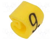 Markers; Marking: 9; 1.3÷3mm; PVC; yellow; -30÷80°C; leaded; CLI C WEIDMÜLLER