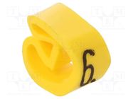 Markers; Marking: 6; 4÷10mm; PVC; yellow; -30÷80°C; leaded; CLI C WEIDMÜLLER