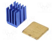 Heatsink: extruded; grilled; Raspberry Pi; copper,blue; glued 