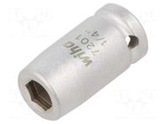 Adapter; 1/4"; Overall len: 25mm; Mounting: 1/4" (D6,3mm) WIHA