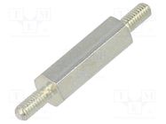 Screwed spacer sleeve; 15mm; Ext.thread: M2,5; hexagonal; steel DREMEC