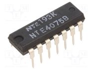 IC: digital; OR; Ch: 3; IN: 3; CMOS; THT; DIP14; 3÷18VDC; -55÷125°C NTE Electronics