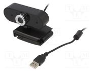 Webcam; black; USB; Features: Full HD 1080p,PnP; 1.45m; clip; 60° 